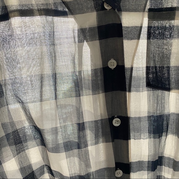 NWOT Theory cotton plaid camp shirt, navy plaid size L - Picture 8 of 8